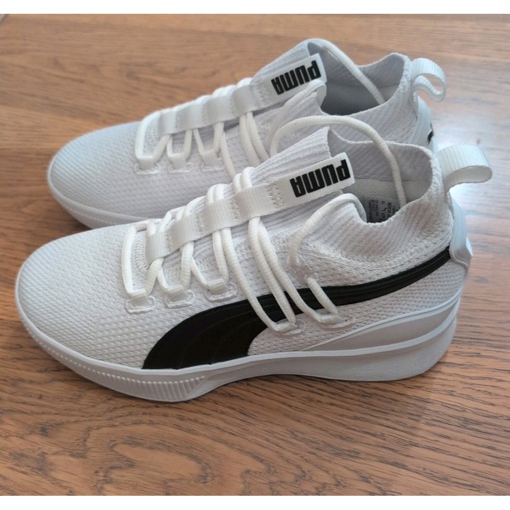 Puma Clyde Court Jr Casual Sneakers White Black Boys Size 5